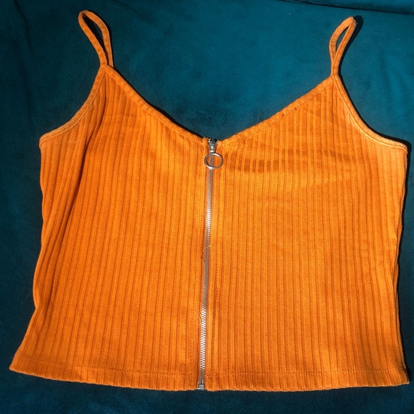 Garage bright orange crop tank top - Picture 1 of 3